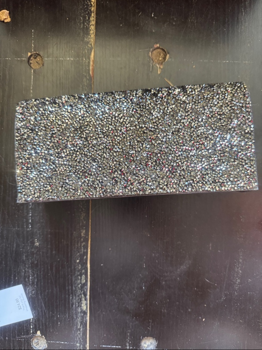 Charming Charlie Glitter Rhinestone Clutch in Multicolor Black-Silver Sparkle
